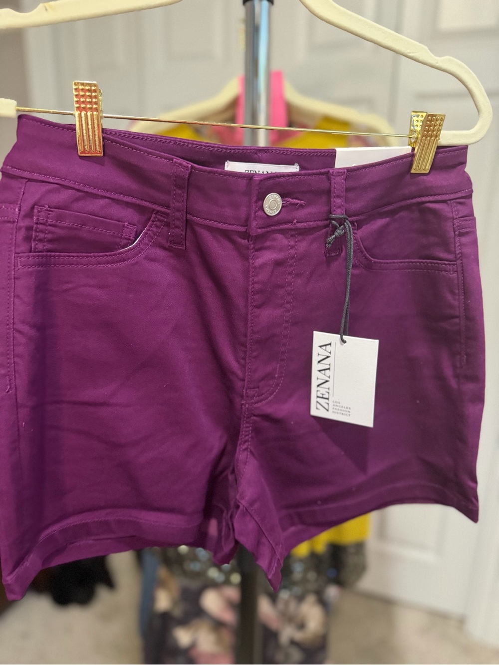 Zenana Outfitters Deep Purple Stretch Cotton Jean Shorts
